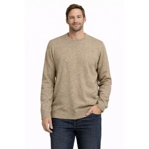 Brax Crew Neck Sweater Mens L Tan Marl  Rick Long Sleeve Knit Pullover Luxury